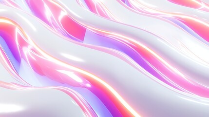 Fototapeta premium Abstract Flowing Waves with Glossy Surfaces and Vibrant Pink and Purple Highlights for Background and Design Use