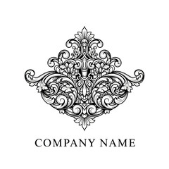 Ornate Flourish Design Element for Company Logo, Decorative Swirls and Curves.