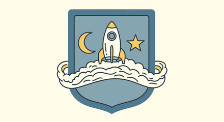 Rocket Launch Crest - Night Sky Adventure.