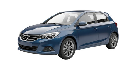 Isolated Blue Car Exterior Design, Automobile Studio Shot, Modern Hatchback, New Automotive