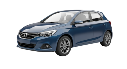 Isolated Blue Car Exterior Design, Automobile Studio Shot, Modern Hatchback, New Automotive