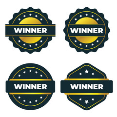 Gold Winner Badges. Award  Achievement  Seal Vector Graphics
