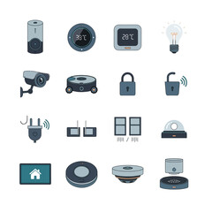 Smart Home Automation Devices and Technology Icons Set.