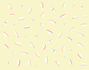 お寿司　まぐろ　サーモン　たまご　えび　黄色　パターン　背景　sushi background