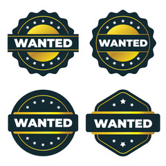 Wanted Sign Gold and Dark Badge Label Seal Vector Template