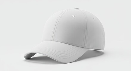 Minimalist White Baseball Cap Design, Ready for Customization, Perfect for Branding and Mockups, Creating Versatile and Appealing Visuals for Marketing