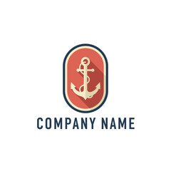 Vintage Anchor Logo Design with Oval Frame for Nautical Company Branding.