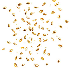 Scattered sesame seeds on a transparent background