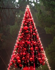 Illuminated Christmas tree in a forest