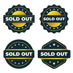 Sold Out Badges. Gold and Dark Design Elements for Marketing