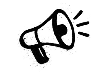 Megaphone urban graffiti icon. Spray paint texture grunge vector. Announcement, protest, communication concept. Loudspeaker for news, alert, propaganda. Street art stencil.