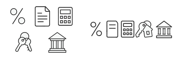 Symbols representing finance, banking and key calculations for managing money in a clear and concise layout