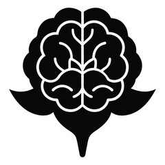 mental health brain   flower vector icon
