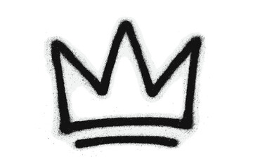Graffiti crown icon. Spray paint texture doodle. Hand drawn king, queen royal sign. Urban street art sketch. Punk grunge element for power, success, victory concept vector.