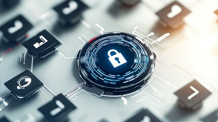 High-Tech Digital Security Concept with Lock Symbol and Network Connections for Cybersecurity Imagery