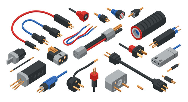 Isometric connectors and cables set for electronic projects
