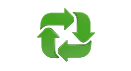 Isolated green recycle symbol, environmentally conscious material life cycle design