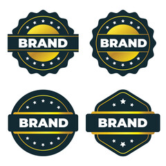 Brand Logos. Gold and Dark Blue Badge Designs