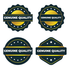 Set of four genuine quality grunge badges and labels. Vector illustration.
