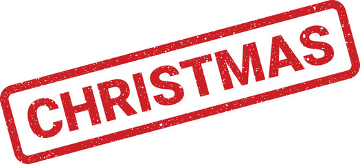 Distressed Christmas stamp with speckled texture and rectangle border, isolated design