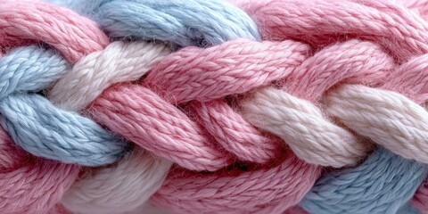 Colorful braided knit design showcasing a blend of soft pastel hues ideal for creative textile projects