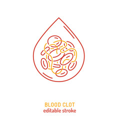 Blood clot pictogram showing vessel obstruction. Vector medical icon