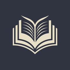 Minimalist open book icon for bookstore library or education concepts