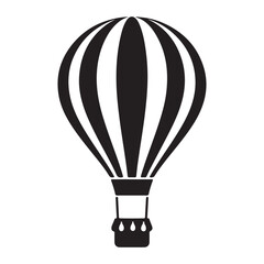 Black and White Hot Air Balloon Illustration for Travel Adventure and Exploration Conceptual Design Element
