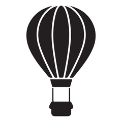 Black and White Hot Air Balloon Silhouette Symbolizing Adventure and Exploration with Freedom and Travel