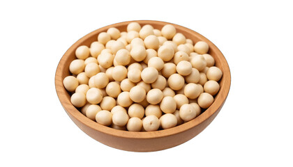 Bowl of White Chocolate Covered Macadamia Nuts Against Black isolated on a transparent background