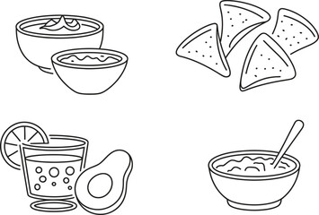 Fototapeta premium Hand drawn illustration of mexican food and drink elements