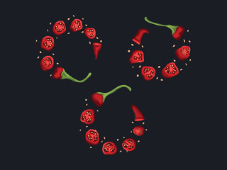 icon chili vegatable mexico spicy hot ingredient seasoning condiment flavor menu organic kitchen art