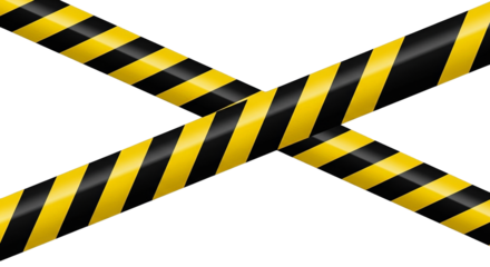 Diagonal hazard stripes in alternating black and yellow create a caution graphic over dark.