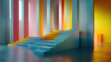 Obraz premium Colorful columns stairs abstract design