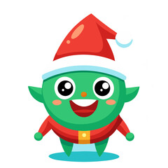 Festive Elf in Delightful Pose: A cheerful cartoon elf, adorned in a vibrant red hat and festive attire, stands joyfully, ready to spread holiday cheer and festive spirit. 