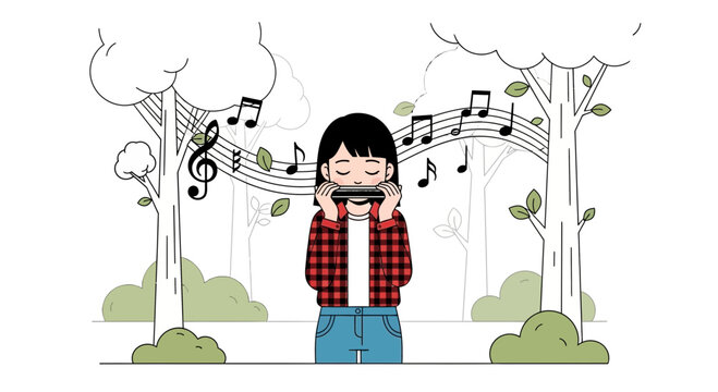 Harmonica Melody In Nature: A Serene Musical Moment Capturing The Soul