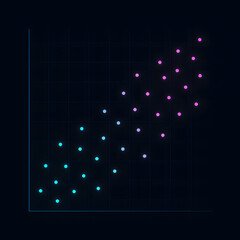 Fototapeta premium Futuristic neon scatter plot data visualization