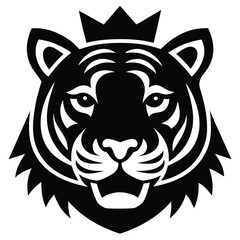 tiger head with crown  royal theme  vector icon