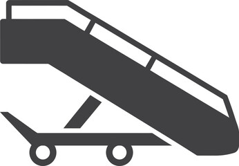 Airport stairs icon silhouette for boarding aircraft