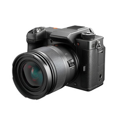 Fototapeta premium Sleek Black Camera with Wide Angle Lens Professional Photography Equipment