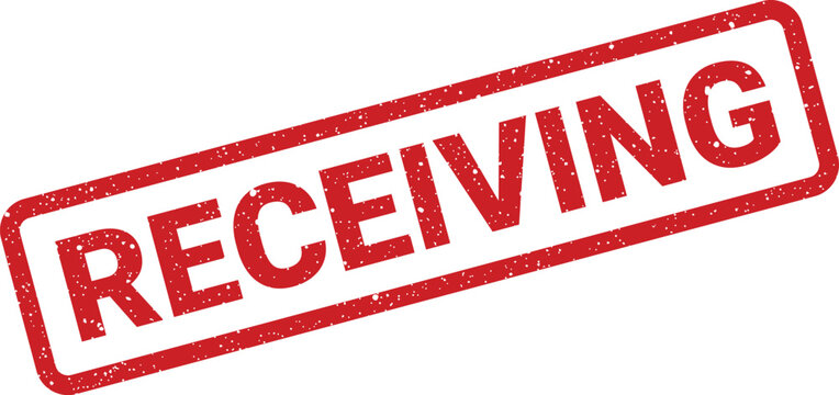 Distressed red receiving rectangular stamp, message delivered, official notification, document accepted