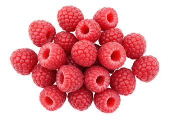 Isolated Pile of Fresh Raspberries, Red Fruit, Summer Treat, Ripe and Juicy, Delicious Food