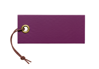 Isolated Purple Tag with Brown String Ready for Pricing, Labeling and Branding Merchandise
