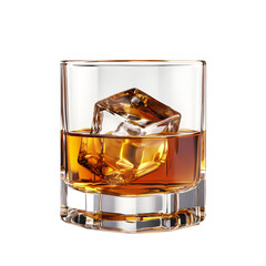 Elegant Glass of Whiskey with Floating Ice Cube for Classy Drink Presentation