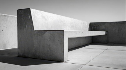 Modern Concrete Park Bench, Architectural Detail