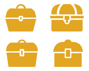 Four gold treasure chests each display unique lock mechanisms on a white background