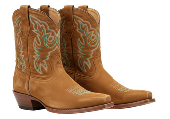 Isolated Pair of Stylish Cowboy Boots Leather Fashion Western Footwear Accessory