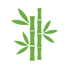 Fototapeta premium Green bamboo stalk and leaves create a nature icon on white background