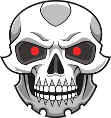 Fototapeta premium Robotic Skull with Red Eyes Design