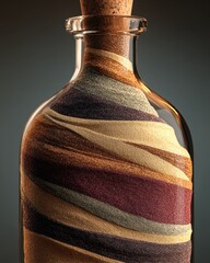 Colorful Sand Art in Glass Bottle, Abstract Design
